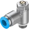 Flow Control Valve, Port Mounted, G1/8 Thread, 8mm OD Tubing, Recessed Adjustment Screw