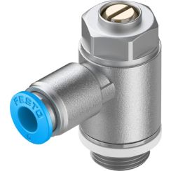 Flow Control Valve, Port Mounted, G1/4 Thread, 6mm OD Tubing, Recessed Adjustment Screw