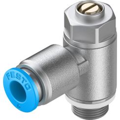 Flow Control Valve, Port Mounted, G1/8 Thread, 6mm OD Tubing, Recessed Adjustment Screw