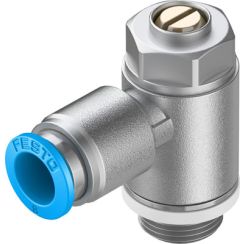 Flow Control Valve, Port Mounted, G1/4 Thread, 8mm OD Tubing, Recessed Adjustment Screw
