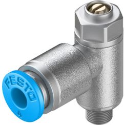 Flow Control Valve, Port Mounted, M5 Thread, 4mm OD Tubing, Recessed Adjustment Screw