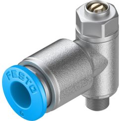 Flow Control Valve, Port Mounted, M5 Thread, 6mm OD Tubing, Recessed Adjustment Screw