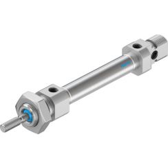 Pneumatic Cylinder, ISO 6432, Stainless Steel Body, Bore 8mm, Stroke 25mm, Bumper Cushions, Rod Thread M4, Port M5