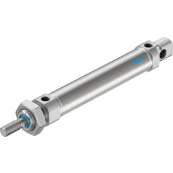 Pneumatic Cylinder, ISO 6432, Stainless Steel Body, Bore 25mm, Stroke 100mm, Bumper Cushions, Rod Thread M10x1.25, Port G1/8