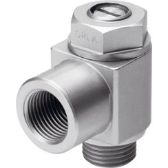 Flow Control Valve, Port Mounted, G1/8 Threads, Recessed Adjustment Screw